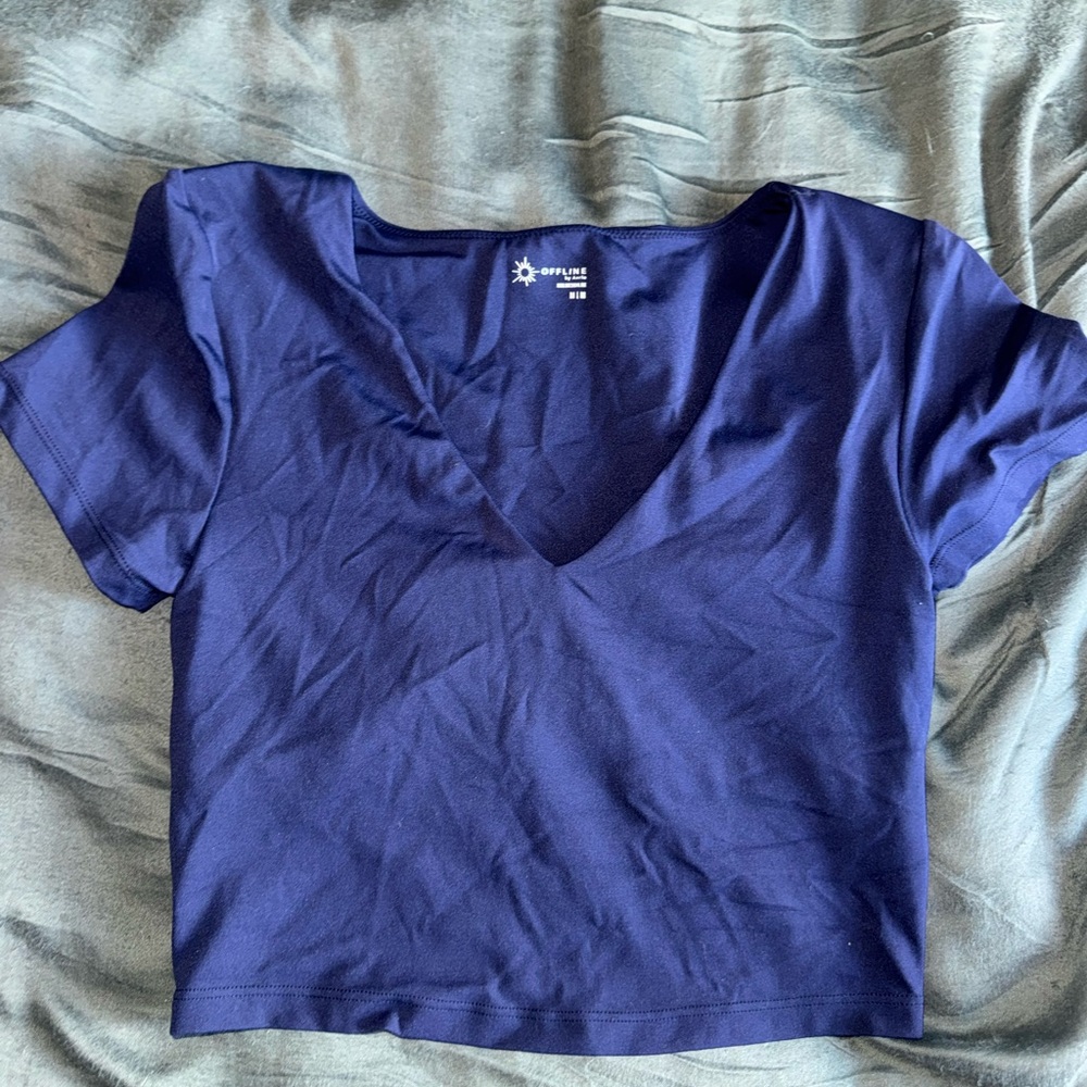 OFFLINE by Aerie Real Me V-neck Cropped Tee